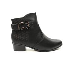 Bota Feminina Comfortflex Cano Baixo Salto Bloco Preto 36