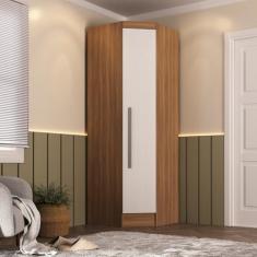 Guarda-roupa Modulado de Canto Viena 1 Porta Espresso Móveis Nogal/Branco