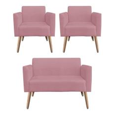 Kit 01 Namoradeira 02 Poltronas Marisa Rose