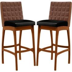 Kit 02 Banquetas Altas Cozinha Sala Jantar Fixa Mila L02 material sint