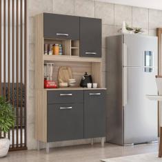 Cozinha Compacta 4pts 1 Gaveta Avena/grafito Malta Demóbile Avena/grafito