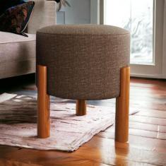 Banqueta Puff Multiuso Redondo pés em madeira Banquinho decorativo - M