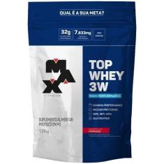 Top whey 3w + performance max titanium -morango -refil 1,8kg