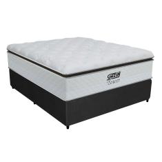 Cama Box Casal Colchão Molas Pocket Ensacadas Tower 138x188x72cm Branco / Preto