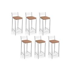 Banqueta de Cozinha Gênova B705 Kit 6 Un Cromada/Capuccino - Kappesberg