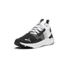 PUMA Tênis de corrida masculino SOFTRIDE Symmetry FUZION, preto, cinza escuro, branco, 42, Puma Preto-frio cinza-escuro - branco puma, 42