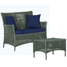 1 Sofá Área e Mesa Igapó Alumínio Pintura Marrom Corda Náutica Estofado Impermeável Almofada 10 Trama