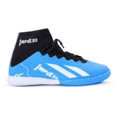 chuteira cano longo botinha futsal quadra lisa - impulso, Azul, 39