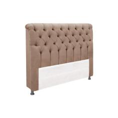 Cabeceira Estofada Imperatriz Solteiro Suede Nobuck Bege 90x126x25cm Simbal