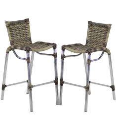 Kit 2 Banquetas Alumínio Fortaleza Alta Para Balcão Cozinha Bar Trama Original Capuccino