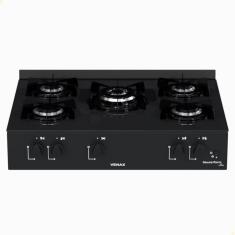Fogão De Mesa 5 Bocas Venax Grand Petit Line Preto Gás GLP Automático Bivolt 26007