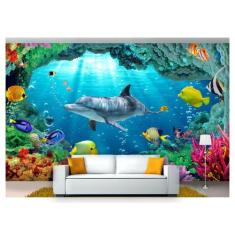 Papel De Parede Vida Marinha Golfinhos Mar 3D At60 - Você Decora