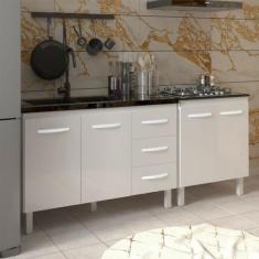 Armário Cozinha Gabinete Pia de 120 cm Bruna e Balcão Fran para Cookto