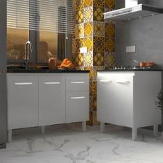 Armário Cozinha Gabinete Pia de 120 cm Aline e Balcão Fran para Cookto
