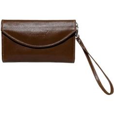 Bolsa pequena de mão em couro com alça removível porta cartão versátil