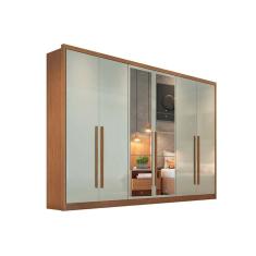 Guarda Roupa Casal Robust-Livorno 6 Portas de Bater 4 Gavetas MDF Freijó Cumaru c- Fendi Móveis Novo Horizonte