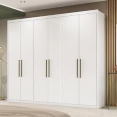 Guarda Roupa Casal Sumatra 6 Portas 3 Gavetas MDP Branco Brilho Demóbile
