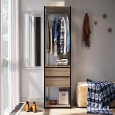 Closet Modulado Guarda Roupa Roupeiro Quarto Casal 2 Gavetas 3 Prateleiras Preto Marrom Madeira
