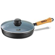 Frigideira de Ferro 25 cm diâmetro cabo de madeira