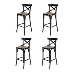 Kit 4 Banquetas Katrina Em Aço Preto - Branco