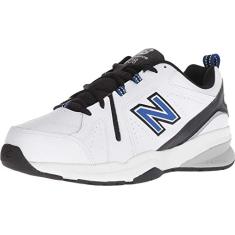 New Balance Tênis masculino 608 V5 casual Comfort Cross Trainer, Branco/Team Royal, 42