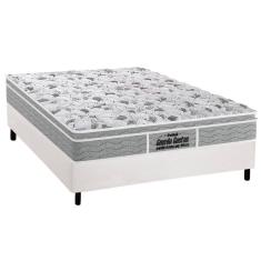 Cama Box Casal: Colchão Espuma Probel D45/EP Guarda Costas Próextreme Plus + Base CRC Courano White(138x188)