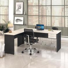 Mesa Para Escritório Em L 1,80x1,60m Tampo E Pés 30mm C/gav. - Compace