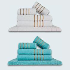 Jogo De Toalhas 10 P?s Cole??o Montreal 100% Algod?o Branco+verde