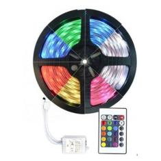 Fita Led Rgb 5050 Rolo 5m Com Fonte 12v 5a E Controle Remoto