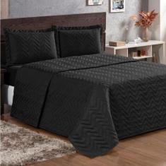 Cobre Leito Casal Padrão Pratic Lisa 3 Peças - Preto - Casa Modelo Enx