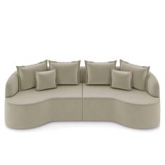 Sofá 3 Lugares 210cm Orgânico Quito K04 Veludo Bege - Mpozenato