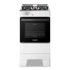 Fogão a Gás Mesa Inox Tampa de Vidro Forno 50L Limpa Fácil e Acendimento Automático Esmaltec IDEAL Top T4IAB Cor Branco 4 bocas Bivolt
