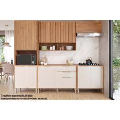 Cozinha Modulada Completa Divina 5 Peças (2Aéreos+2Balcões+1Paneleiro) CZ002 Freijo/Off White - MGM