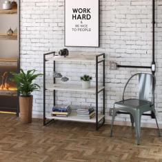 Estante Multiuso 3 Prateleiras 104x80cm Estilo Industrial - Compace De