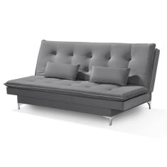 Sofá Cama Bangkok Pés Cromados Tecido Alta Qualidade Veludo Cor cinza