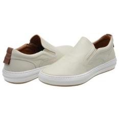 Tênis Slip On Masculino Couro Casual Solado Reto Moderno-Masculino