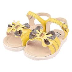 Sandália Papete Infantil Menina Raniel Laço Duplo Amarela