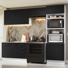 Armário De Cozinha Completa 270cm Branco/preto Agata Madesa 08 Branco/preto