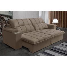 Sofá Retrátil e Reclinável 2,52m Cama inBox Marrocos. com Molas e Suporte de Copo Velusoft