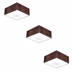 Kit/3 Plafon Quadrado Md-3000 C pula Em Tecido 12/25x25cm Caf
