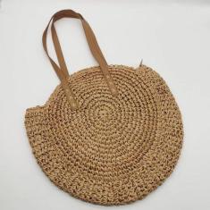 Bolsa De Palha Redonda Vintage Feita À Mão Grande Praia - Tem Tudo OnL