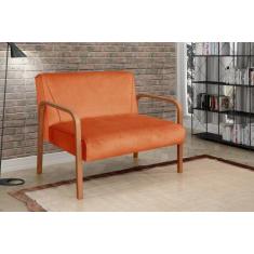 Namoradeira Anita Sofá 2 Lugares Moderna Braço Madeira - BELLA DECOR