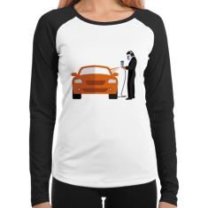Baby Look Raglan Pintor Automotivo Manga Longa - Foca na Moda, Branco,