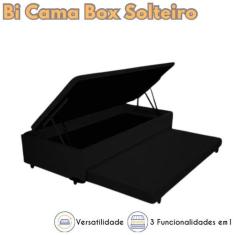 Bicama Box Baú Solteiro 3em1 com Cama Auxiliar em Cori Premium com 88c