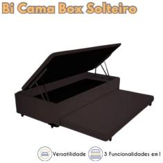 Bicama Box Baú Solteiro 3em1 com Cama Auxiliar em Cori Premium com 88c