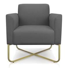 Poltrona Marisa Suede Base X Industrial Dourada Grafite - D' ROSSI