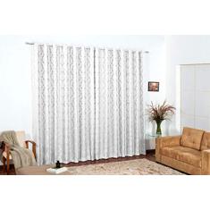 Cortina Varão Tecido Jacquard Branco 3,00x2,50 Semi Blackout