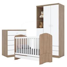 Quarto de Bebê Pique-Esconde com Berço Bala de Menta Rústico Branco - 