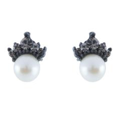 Brinco Armazem Rr Bijoux Coroa Com Perola Grafite