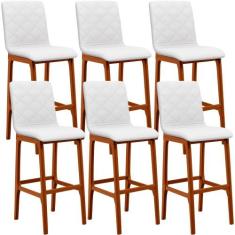 Kit 06 Banquetas Altas Para Cozinha Sala de Jantar Fixa Zoe B04 Facto 